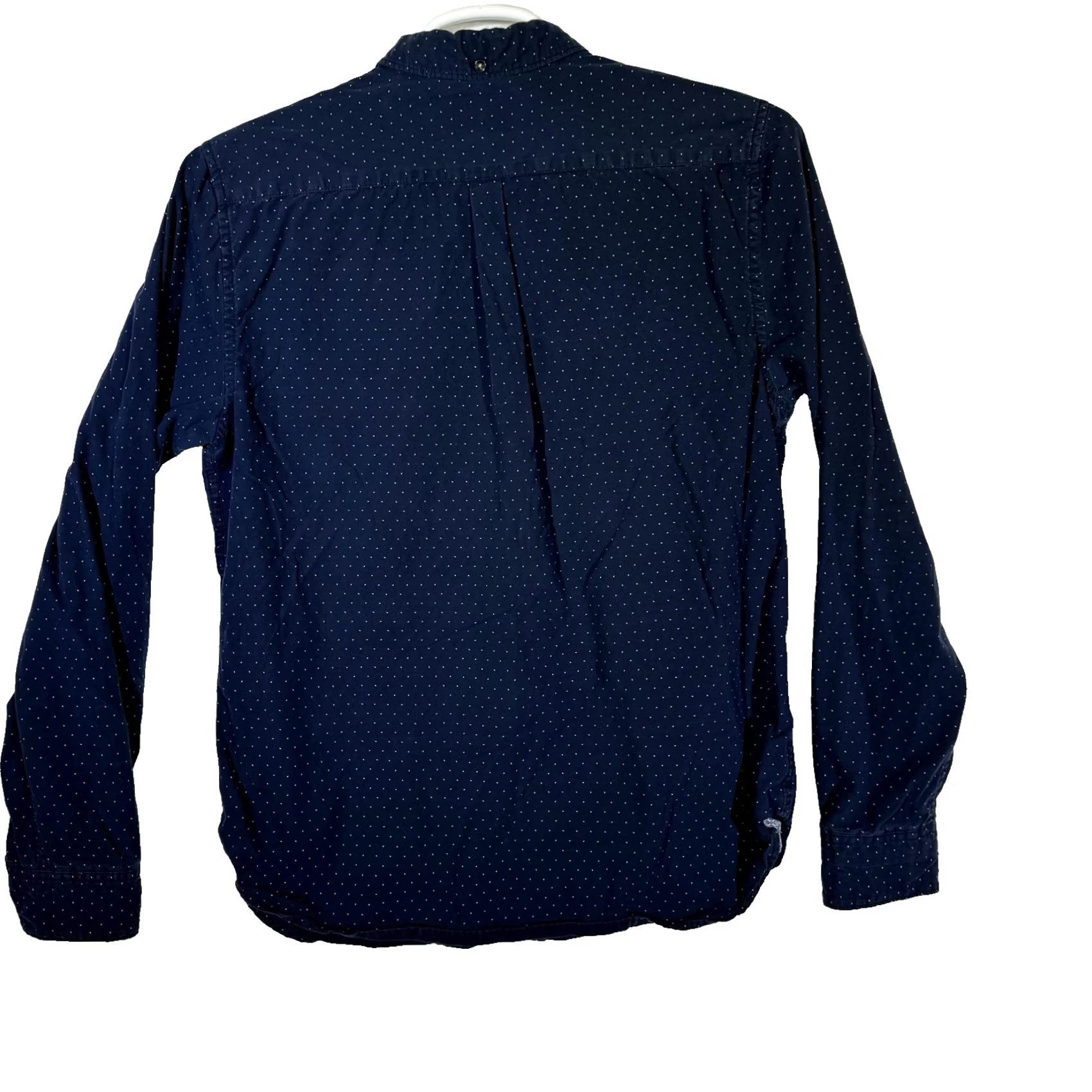 Vintage Cactus Man Shirt Mens Large Slim Fit Button Down Long Sleeve Polka Dot Cotton Blue Size 42R - 2 Thumbnail