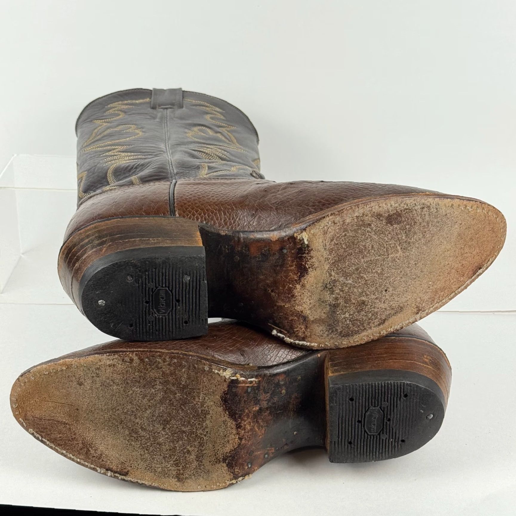 Vintage VINTAGE Larry Mahan Boots Men 7 XE Brown Leather Western Cowboy Made USA Western, Leather, XE Width, 7 Size US 7 / EU 40 - 4 Thumbnail