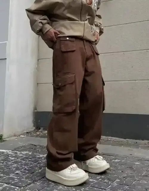 Japanese Brand Cargo Pants Brown- Korean Streetwear Style Pants Size US 32 / EU 48 - 1 Thumbnail