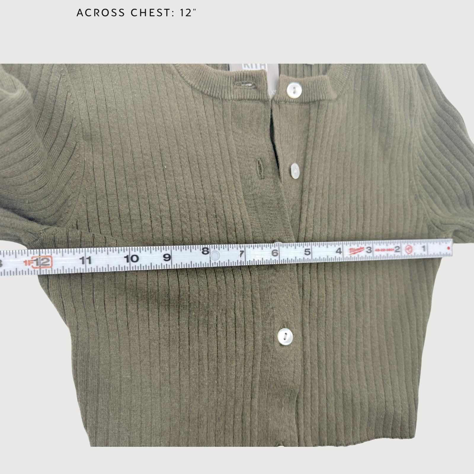 Kith Kith Cropped Ribbed Cardigan Olive XS Size XS / US 0-2 / IT 36-38 - 6 Thumbnail