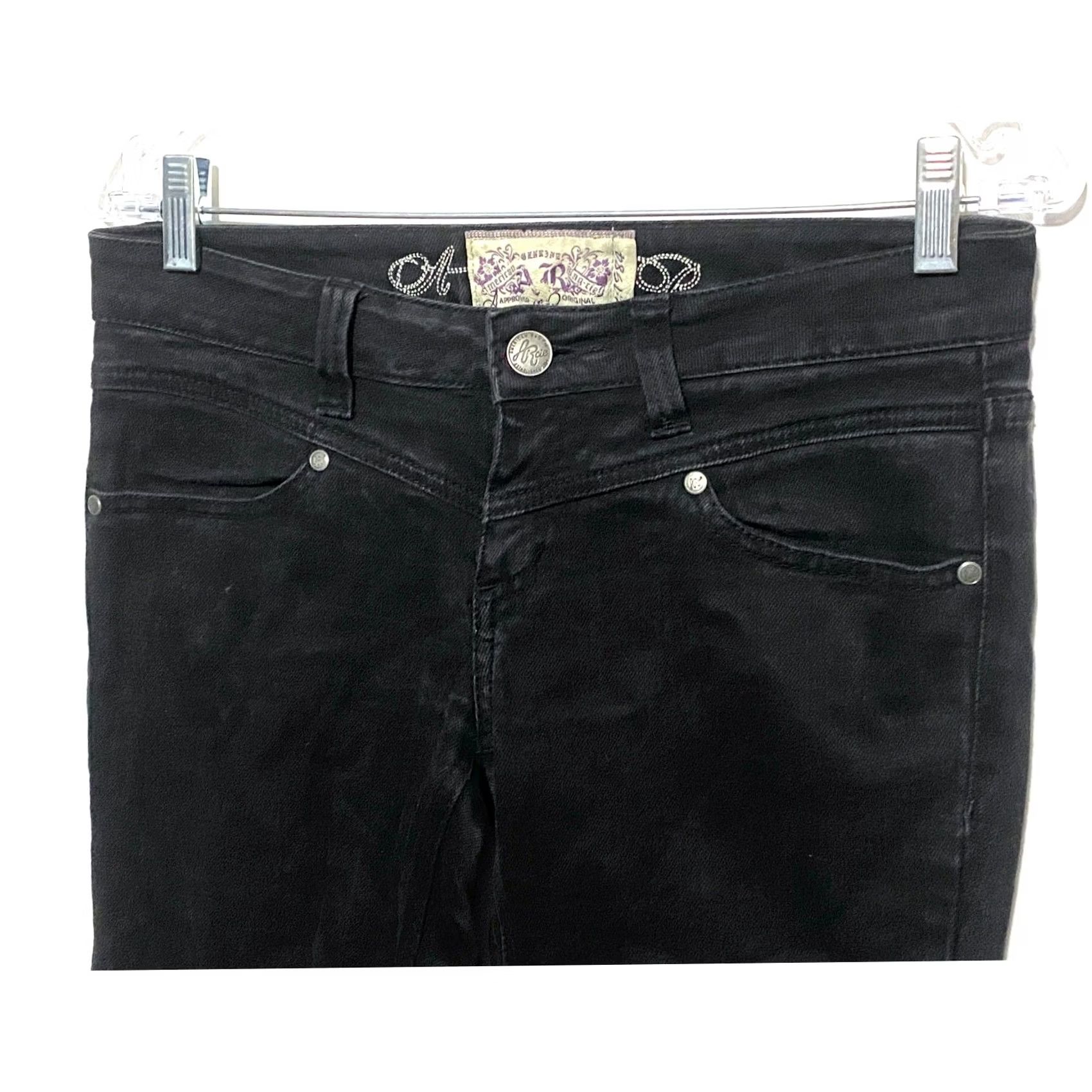 Vintage American Rag Cie Jeans Straight Low Rise 31in Inseam Juniors 3 Black Denim Womens Jeans Whimsigoth Goth Capsule Vintage No Size 26" / US 2 / IT 38 - 3 Thumbnail
