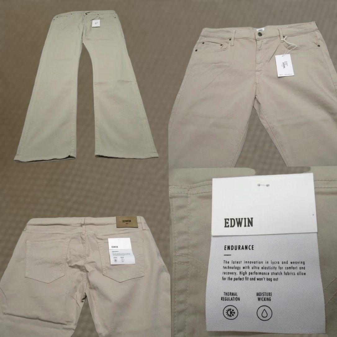 Edwin VINTAGE Edwin Jace Chino Pants Men 36 Beige 36x33 Regular Stretch Thermal Moisture Wicking Casual Workwear Size US 36 / EU 52 - 1 Thumbnail