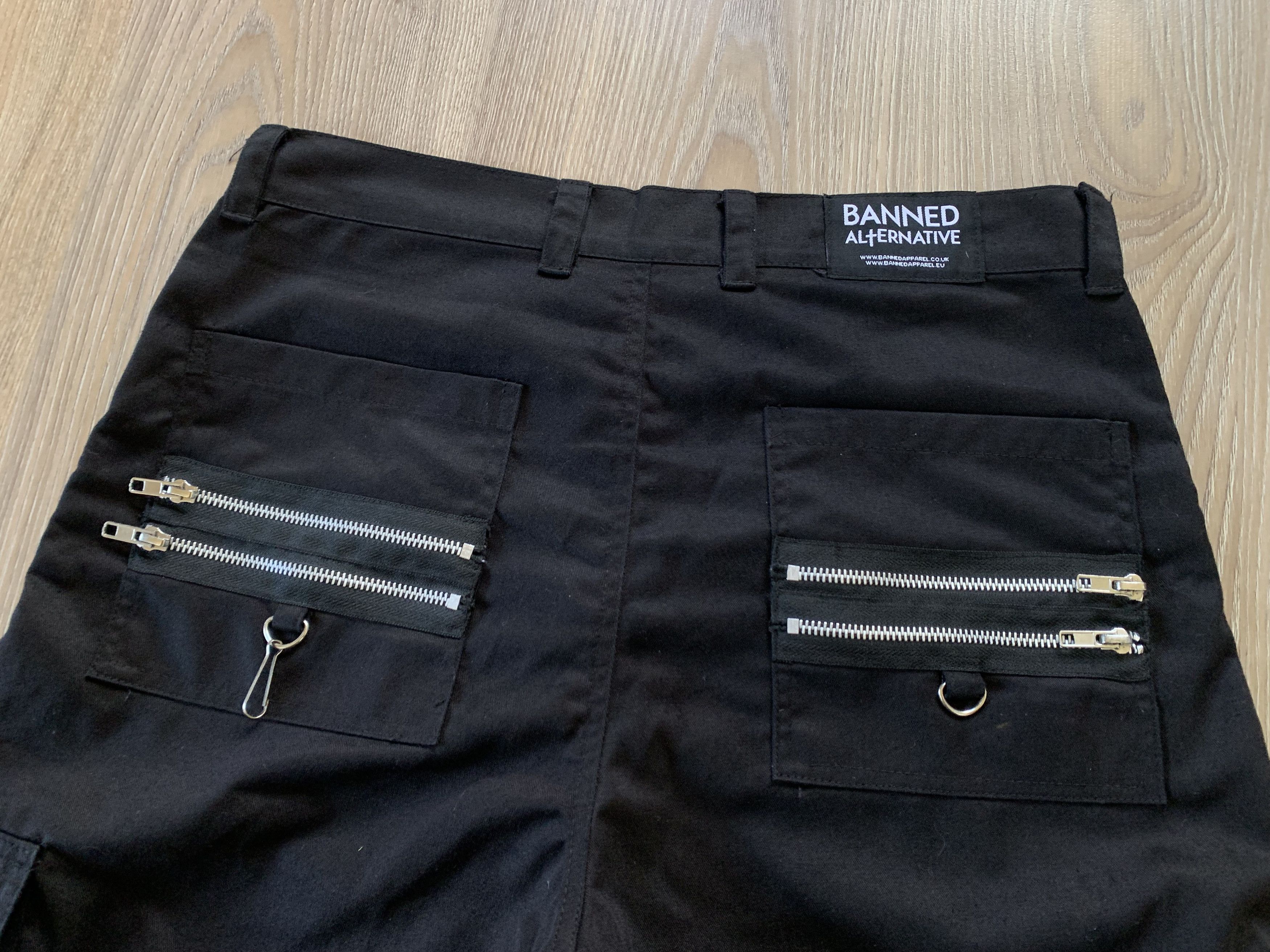 Denime Banned Alternative Black Multi Zip Denime Shorts Size 33" - 6 Thumbnail