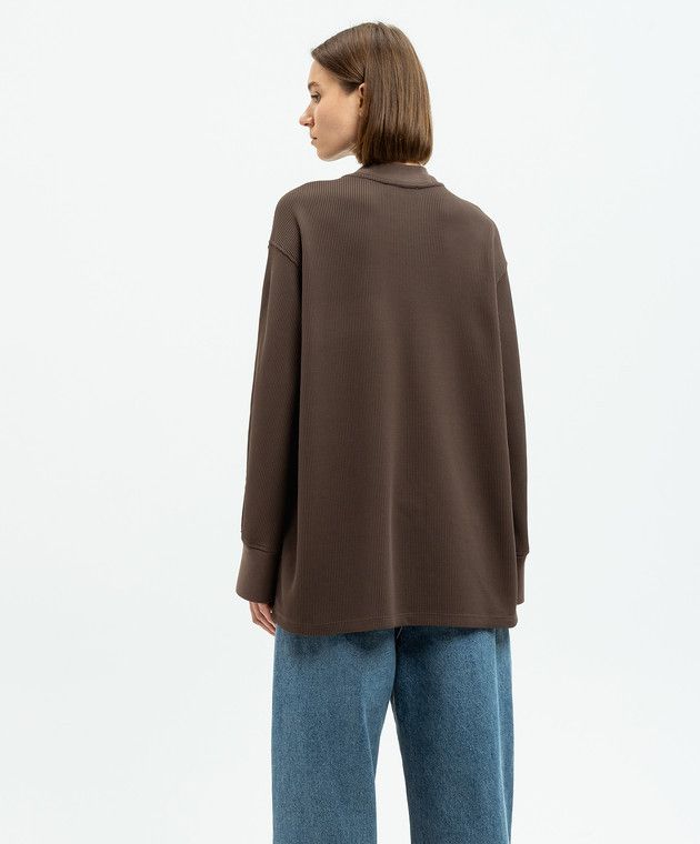 The Attico o1s22i1n1024 Waffle Long Sleeve T-Shirt in Dark Brown Size S / US 4 / IT 40 - 4 Thumbnail