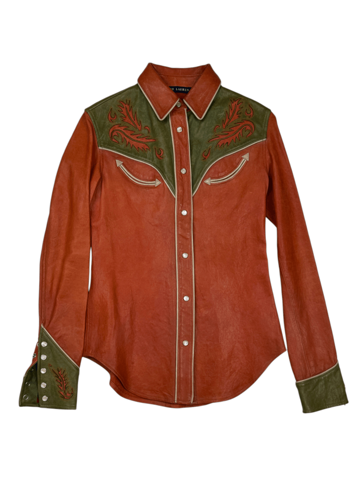 Ralph Lauren Orange And Green Cowboy Jacket Size XS / US 0-2 / IT 36-38 - 1 Thumbnail