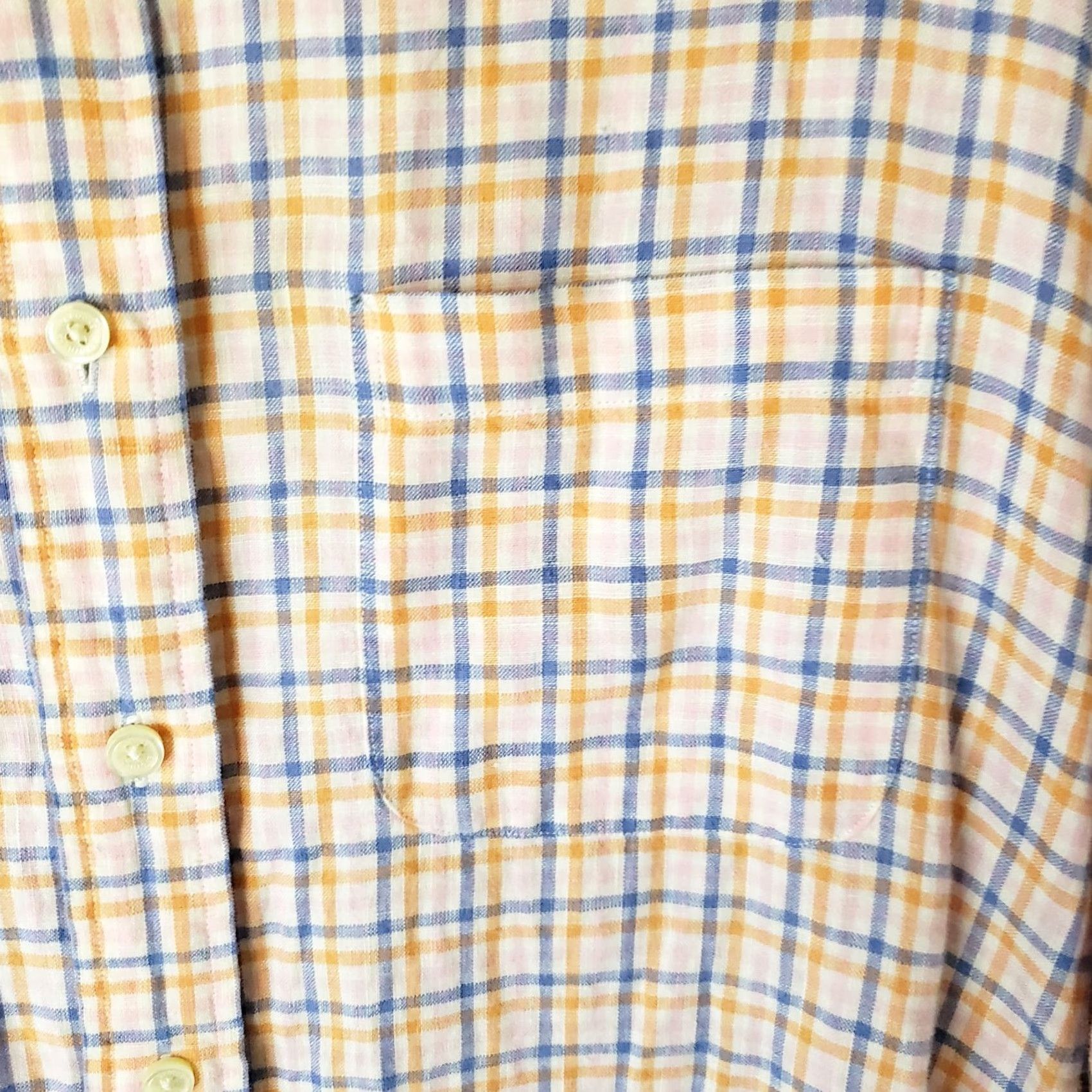 Brooks Brothers Brooks Brothers Linen Button-Up Shirt Men's L Plaid Multicolor Blue Orange Pink Pocket Short Sleeve Regular Fit Classic Casual Size US L / EU 52-54 / 3 - 4 Thumbnail