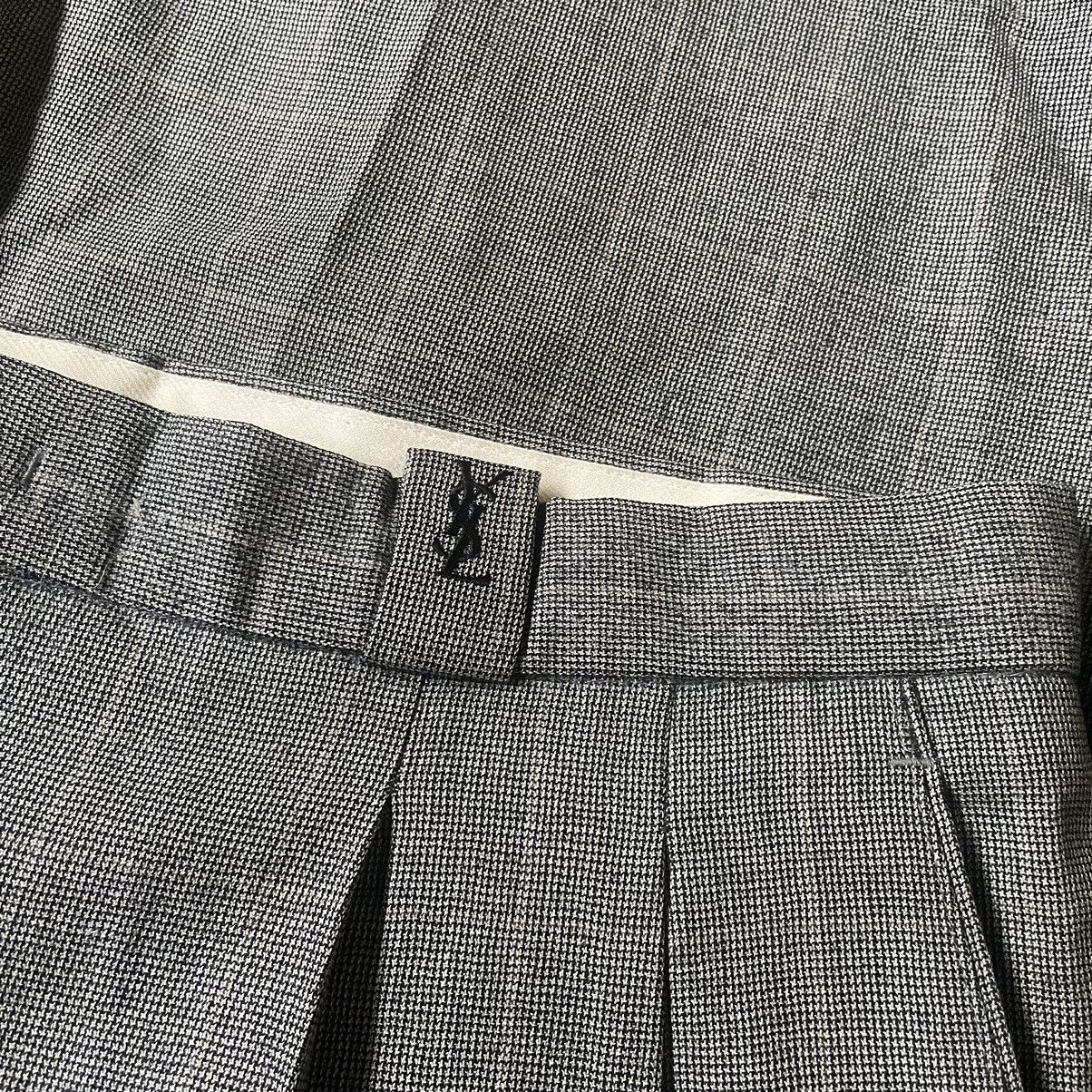 image of Vintage YSL YVES Saint Laurent Tartan Trousers in Grey Plaid, Men's (Size 36)