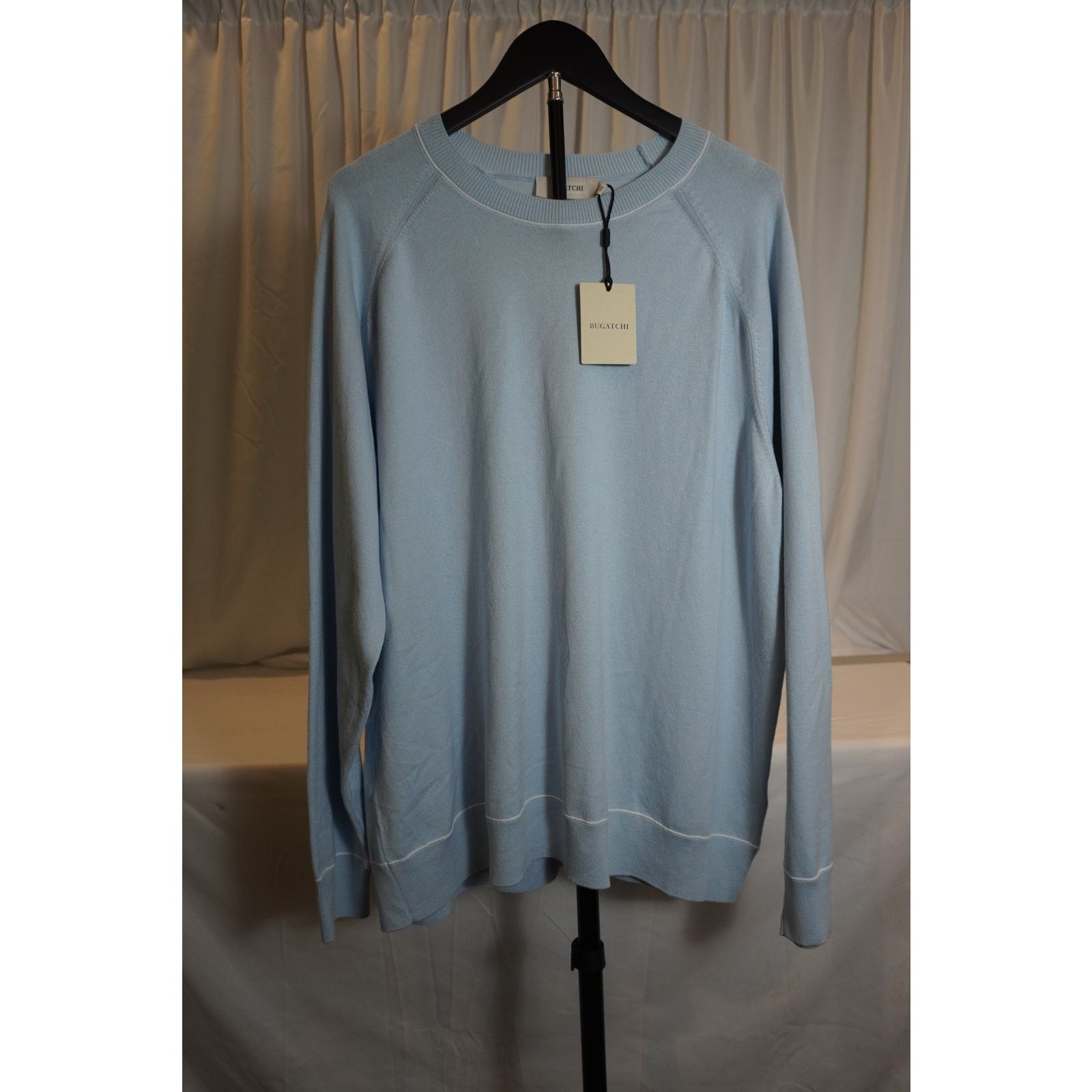 BUGATCHI Bugatchi Mens Knit Ice Blue Luxury Pullover Cotton Blend NWT Size US XXL / EU 58 / 5 - 1 Thumbnail