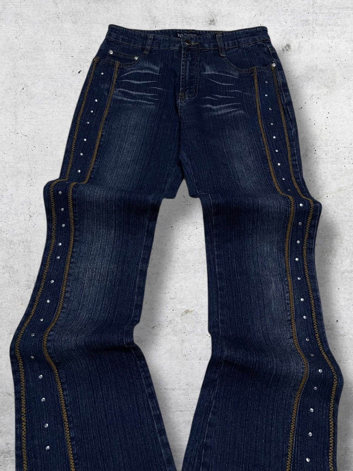 Hysteric Glamour VINTAGE HAPHAZARD JAPAN DESIGNER 90S OG STUDDED FLARED DENIM Size US 26 / EU 42 - 4 Thumbnail