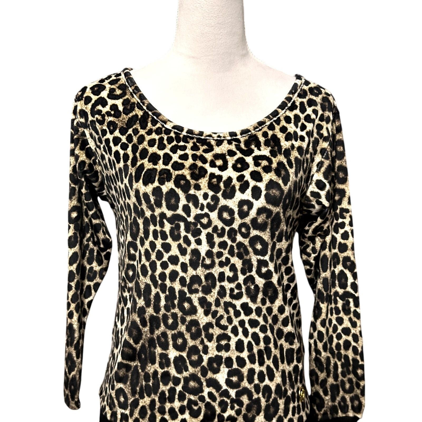 Michael Kors Michael Kors Top Velour Cheetah Print Black/Brown XXS NWT Size XXS / US 00 / IT 34 - 3 Thumbnail