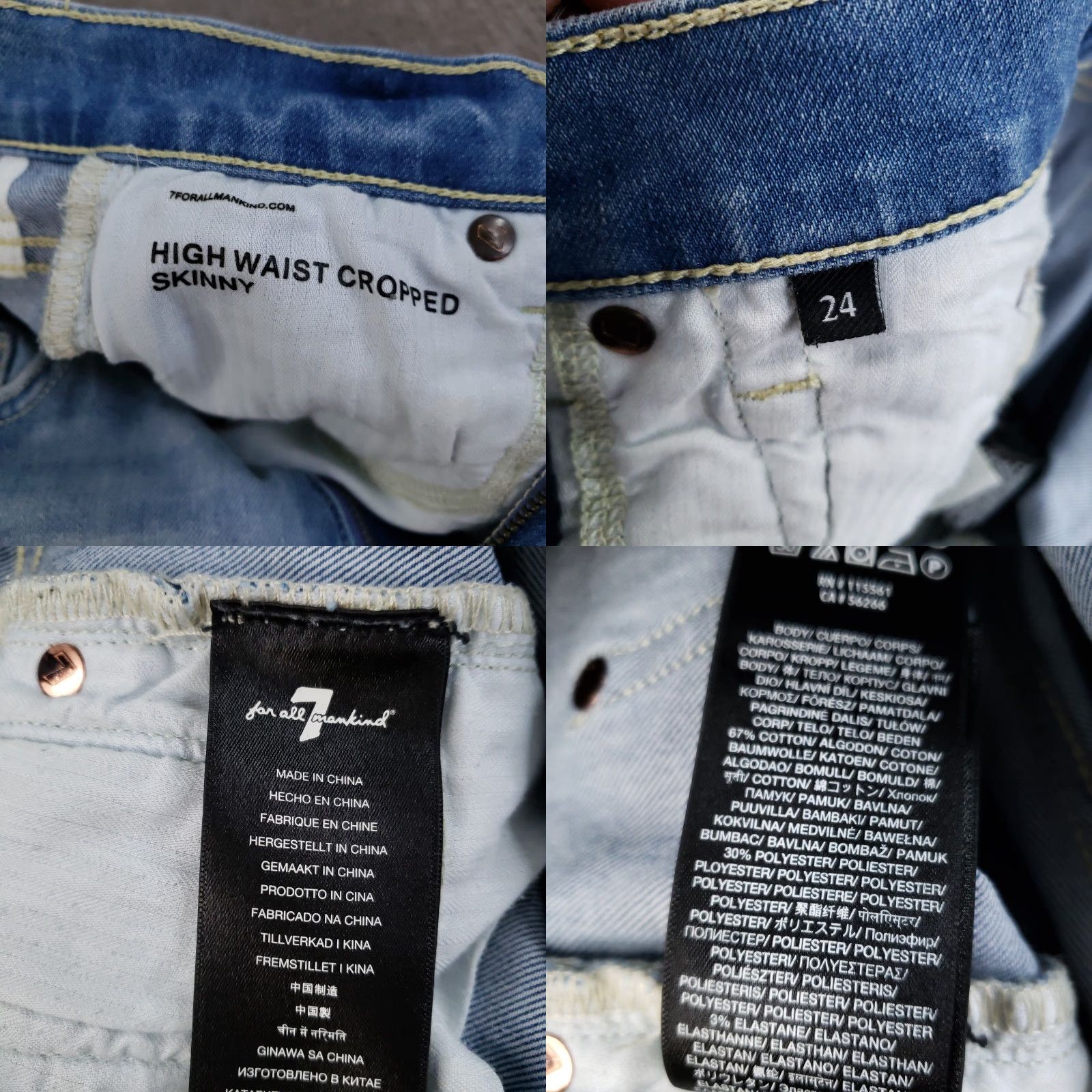 7 For All Mankind 7 For All Mankind Jeans Womens 24 Light Blue High Waist Cropped Skinny Denim Size 42" / US 20 - 9 Thumbnail