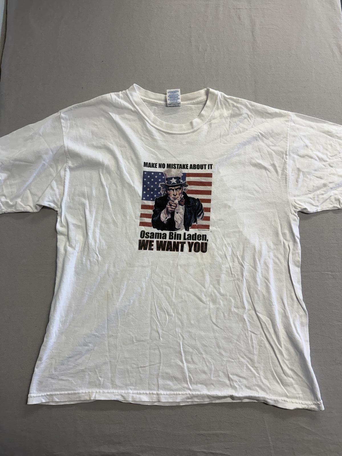 Gildan Vintage 9/11 Osama Bin Laden We Want You Tshirt Uncle Sam XL Size US XL / EU 56 / 4 - 1 Thumbnail