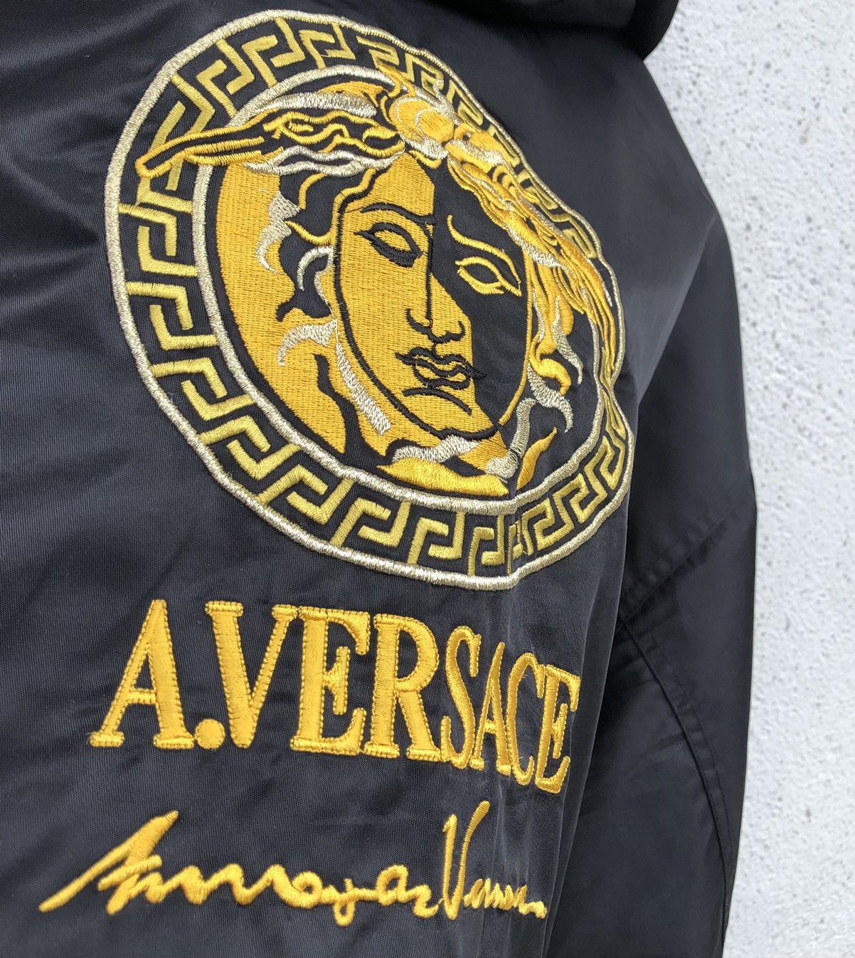 Vintage Vintage A.Versace Embroidery Logo Back Nylon Parka Jacket Size US XL / EU 56 / 4 - 6 Thumbnail