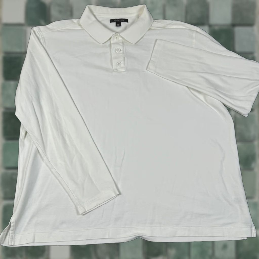 Nordstrom Nordstrom Mens XXL White Long Sleeve Polo Shirt Retro Golf Classic Solid Size US XXL / EU 58 / 5 - 1 Thumbnail