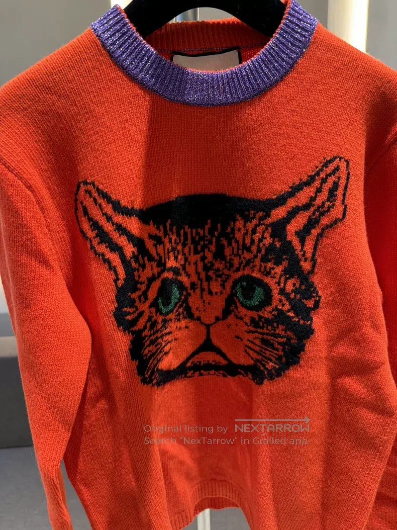 Gucci Gucci Bright orange cat-headed sweater Size M / US 6-8 / IT 42-44 - 2 Thumbnail