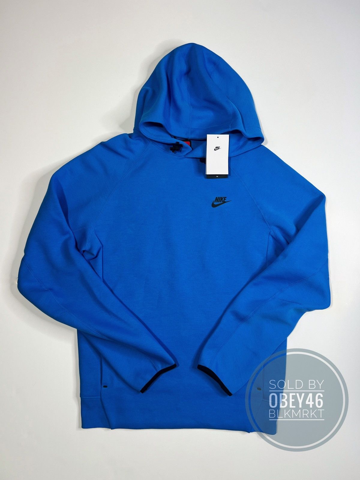 Nike Sportswear Tech Fleece Blue Knit Pullover Hoodie M-Tall