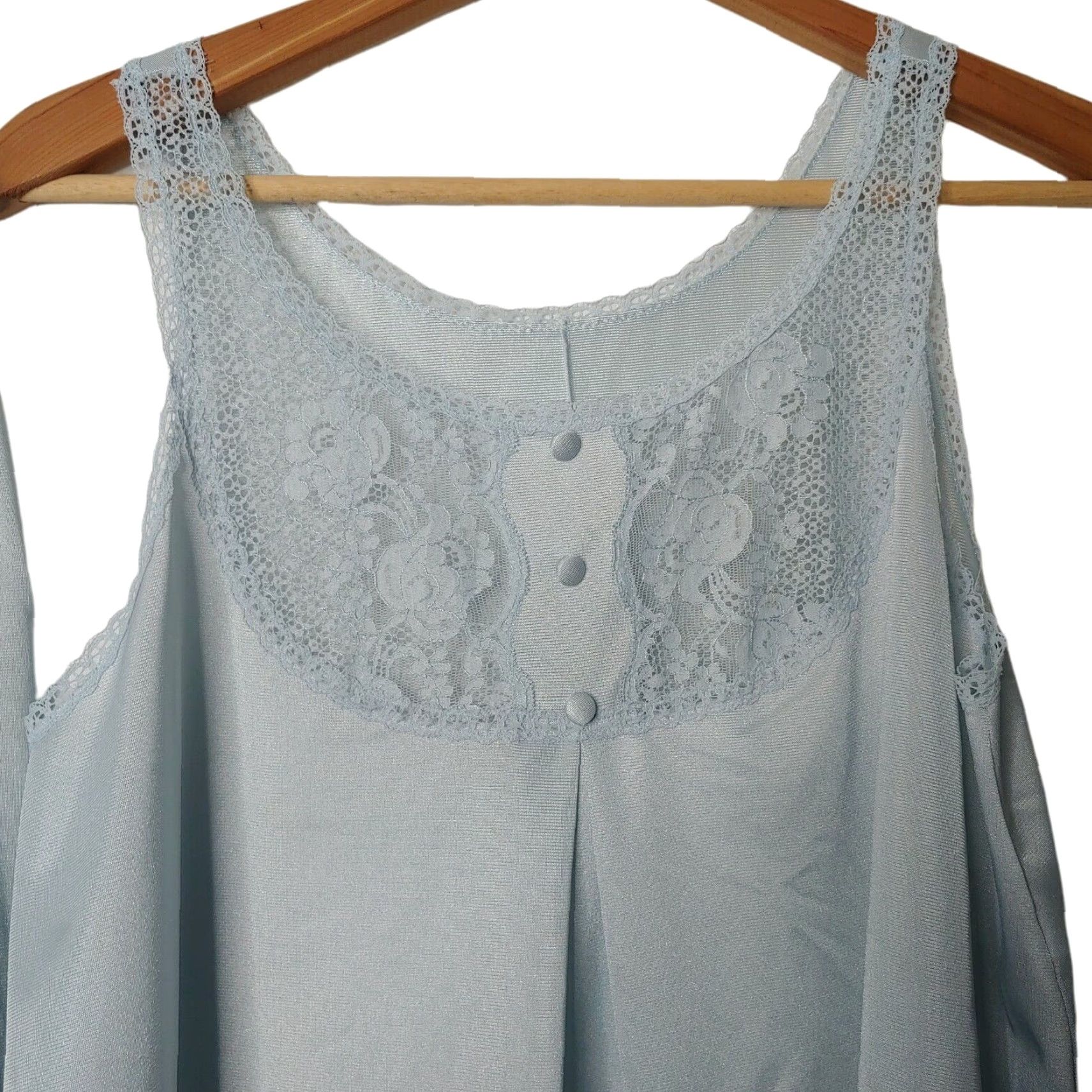 Vintage VINTAGE Vanity Fair Peignoir Set Robe And Gown Blue Lace 34 M Size ONE SIZE - 6 Thumbnail