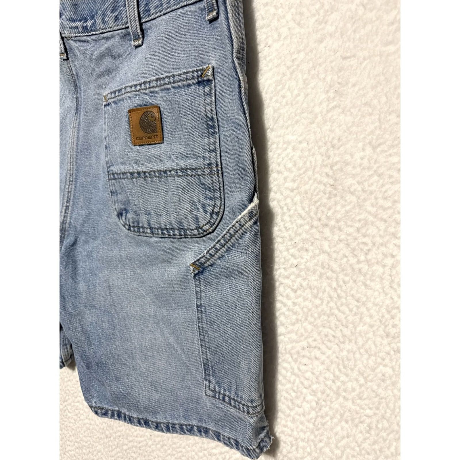 Carhartt VINTAGE Carhartt Shorts Mens Bermuda Denim 90s Carpenter Workwear Casual Blue Size 38 Regular Front Zipper Button Pockets Size US 38 / EU 54 - 4 Thumbnail