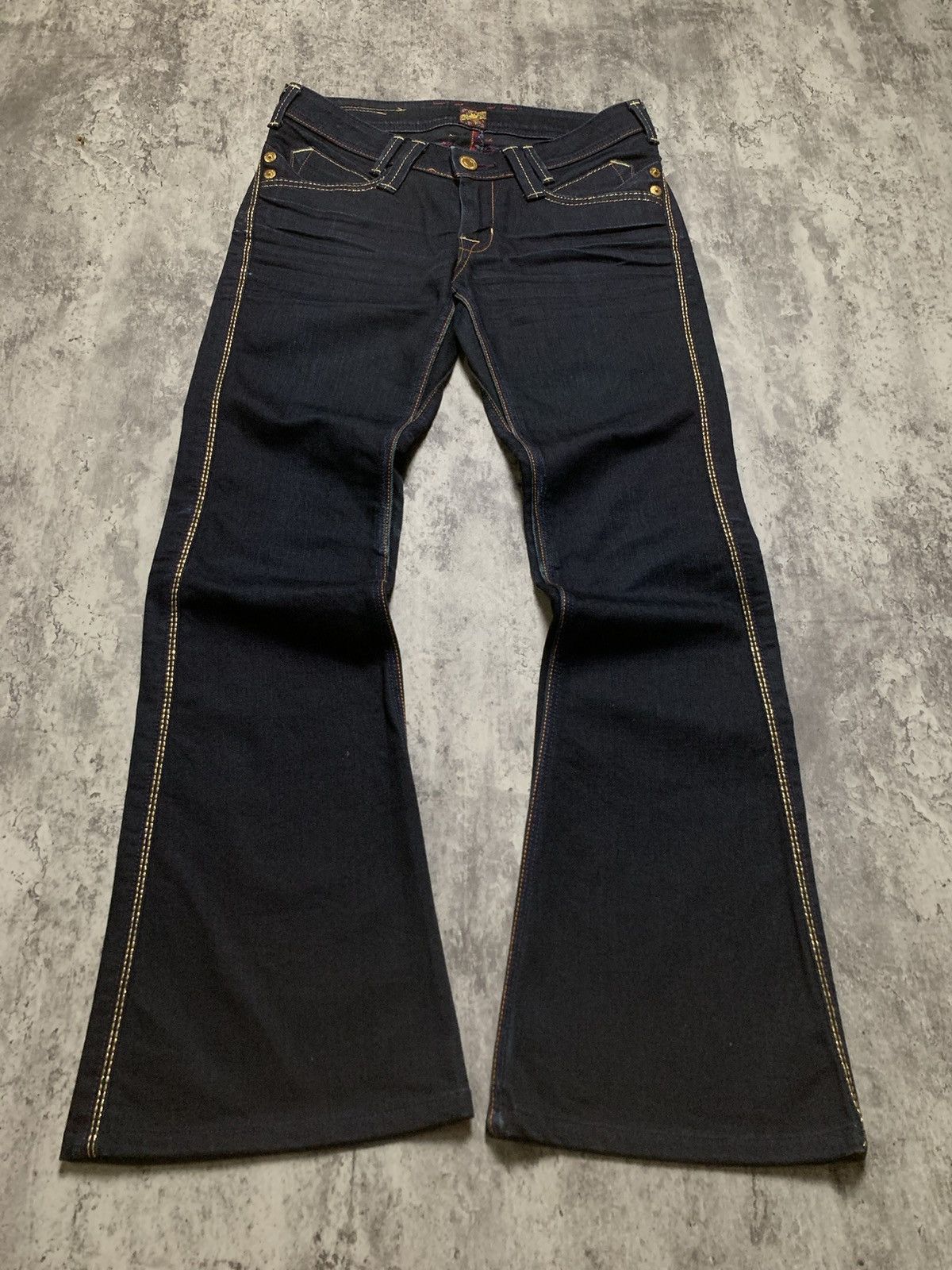 Tornado Mart Y2K Brappers Japanese Dark Indigo Flare ifsix Vkei Style Size 29" - 2 Thumbnail