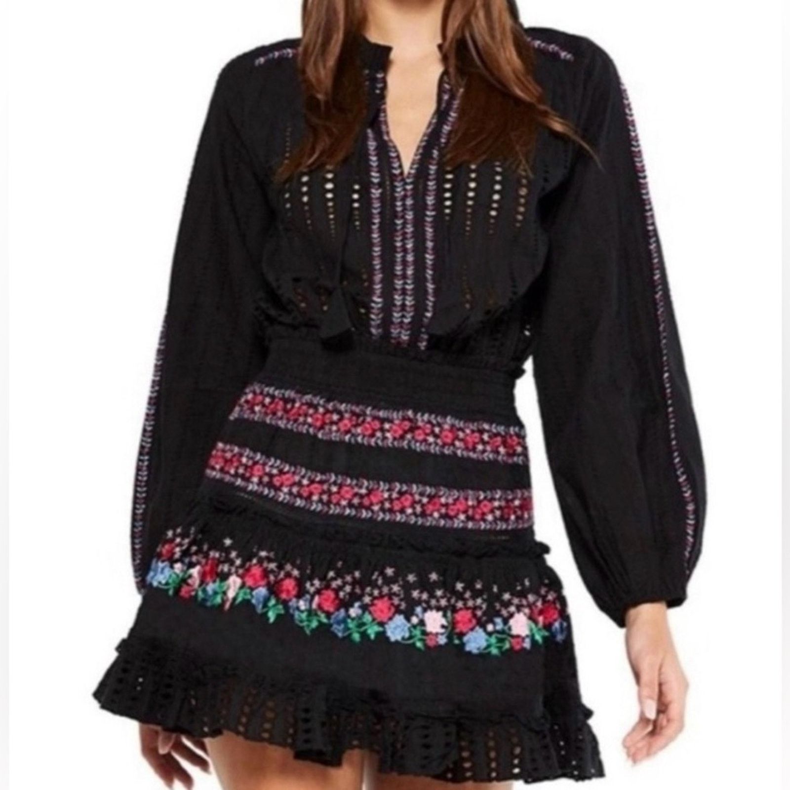 MISA Los Angeles NWT Misa Los Angeles $396 Black Ruffled Mini Dress Size XS Size XS / US 0-2 / IT 36-38 - 1 Thumbnail