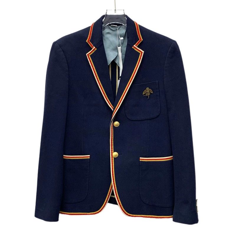 Gucci Gucci Dark blue bee cotton lapel long-sleeved suit jacket 2 Size US M / EU 48-50 / 2 - 1 Thumbnail