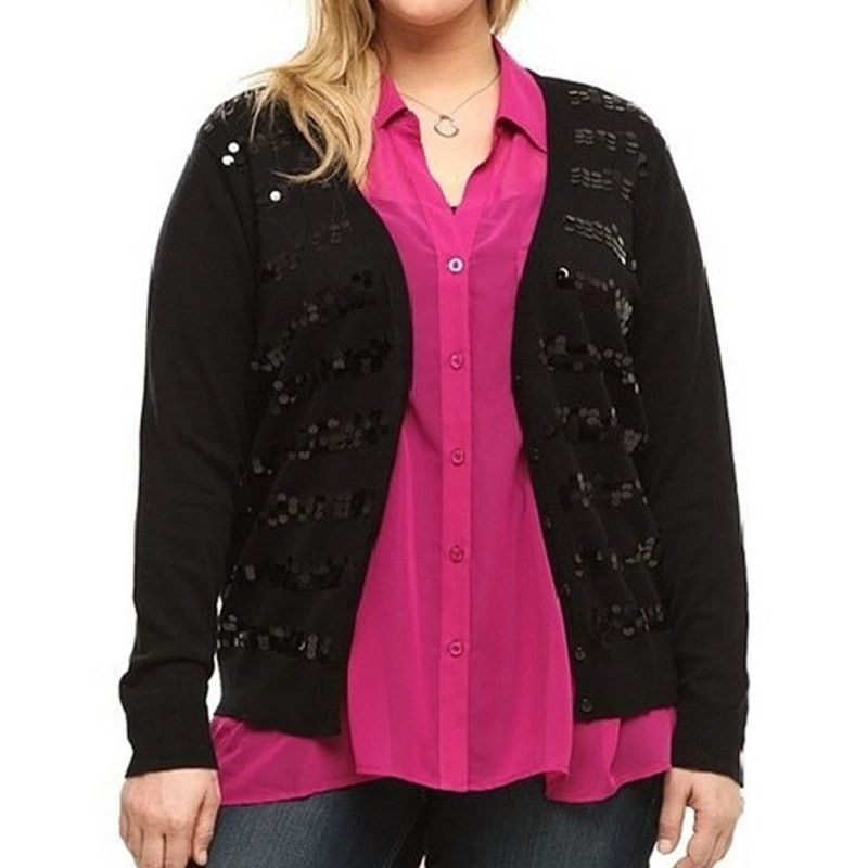 Corridor Torrid Paillette Sequin Striped Cardigan Sz 1X Whiimsigoth Size XL / US 12-14 / IT 48-50 - 1 Thumbnail