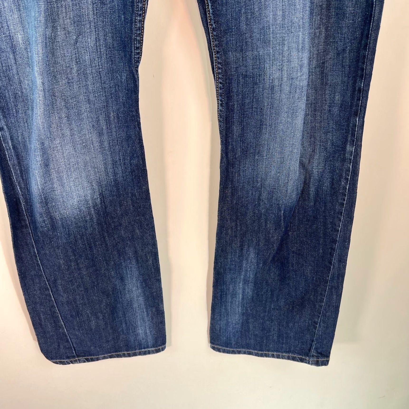Vintage Blend Jeans Mens Flat Front Dark Wash Button Fly Blue Straight Denim Jeans 32 Regular 5-Pocket Blue Mens Size US 36 / EU 52 - 5 Thumbnail