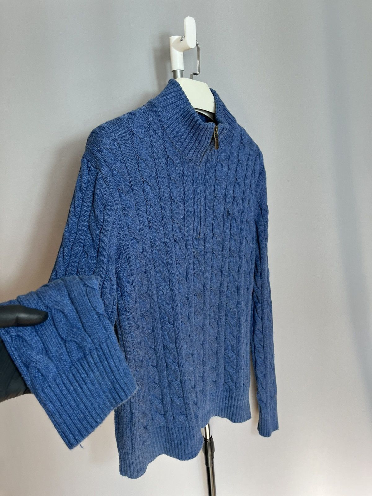 Polo Ralph Lauren Polo Ralph Lauren Half Zip 1/4 Cable Knit Sweater Blue Mens Size US L / EU 52-54 / 3 - 5 Thumbnail