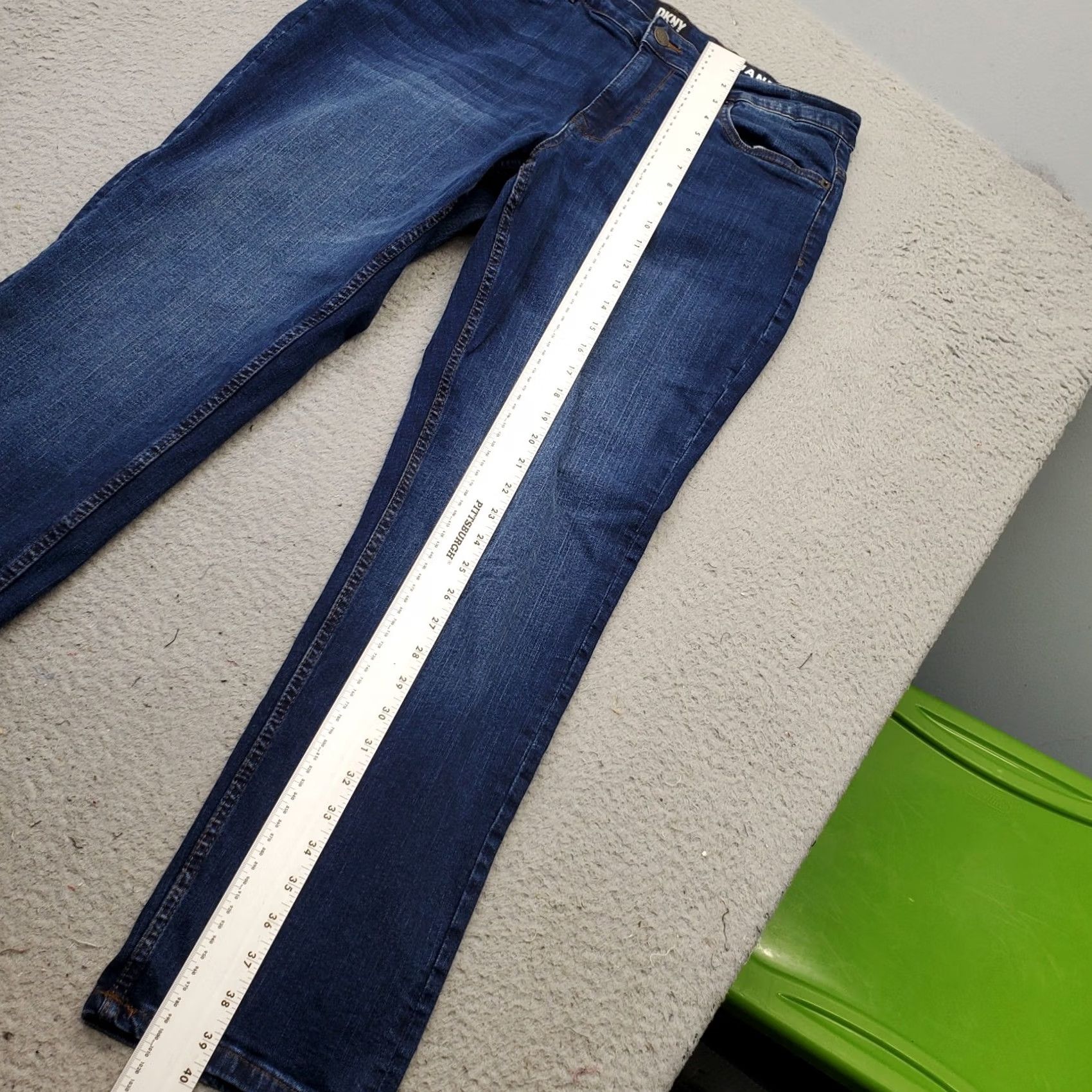 DKNY DKNY Mens Jeans 34 Straight Denim Blue Stretch Comfort 5-Pocket Regular Inseam 30.75" Whiskered Faded Boho Vintage: No Size US 34 / EU 50 - 4 Thumbnail