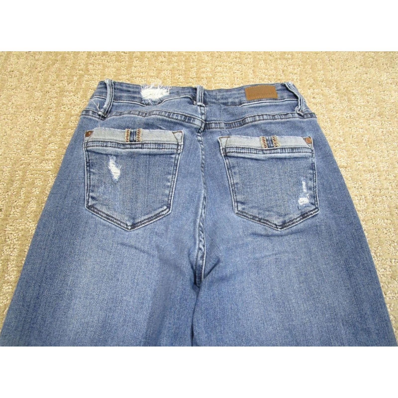 Vintage Judy Blue Jeans Women 0 Blue Low Rise Straight Loose Pants Light Wash Fray Hem Size 25" / US 0 / IT 36 - 4 Thumbnail