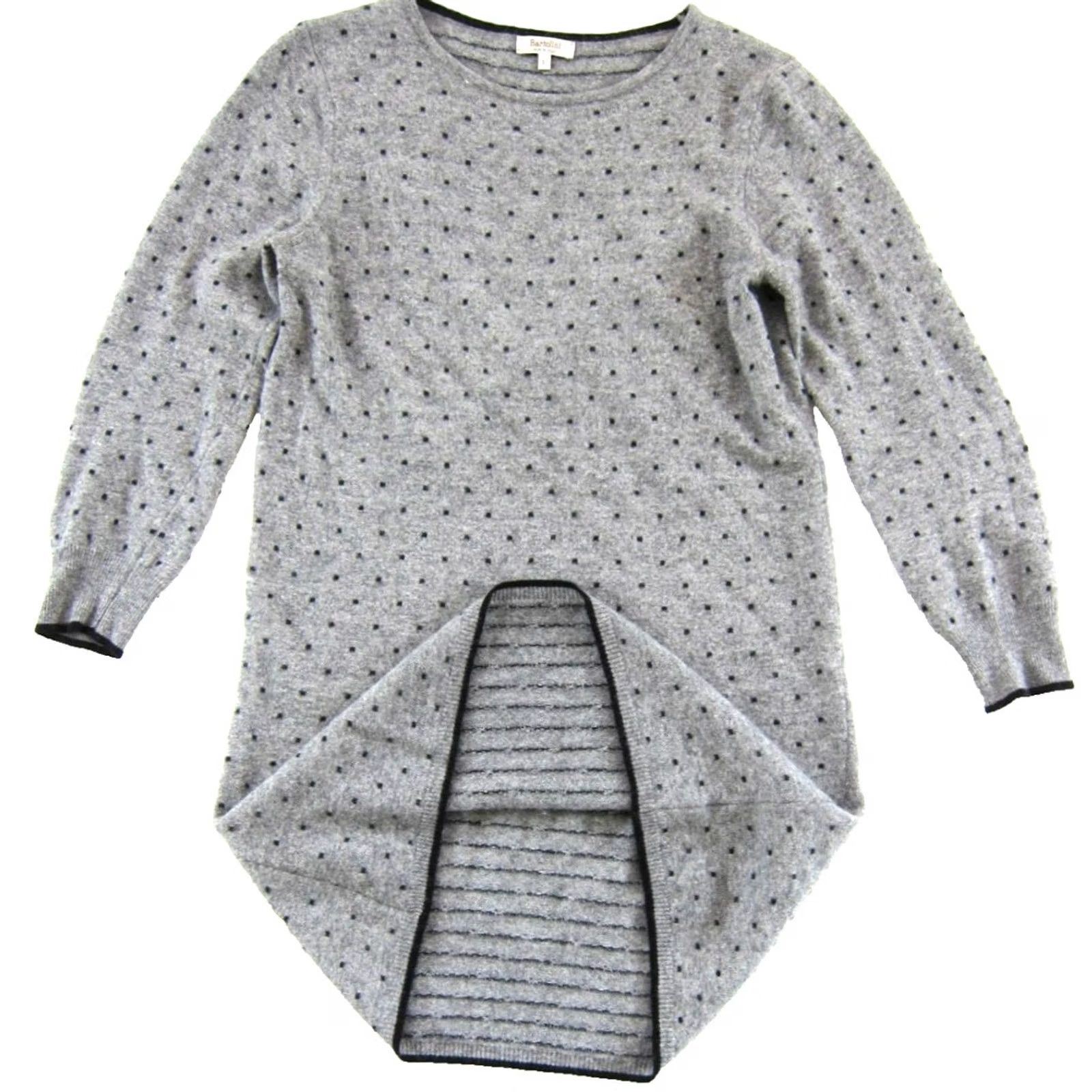 Vintage Bartolini Wool Long Sleeve Sweater Dress L Grey Polka Dot Knit Day Dress Women Size L / US 10 / IT 46 - 5 Thumbnail