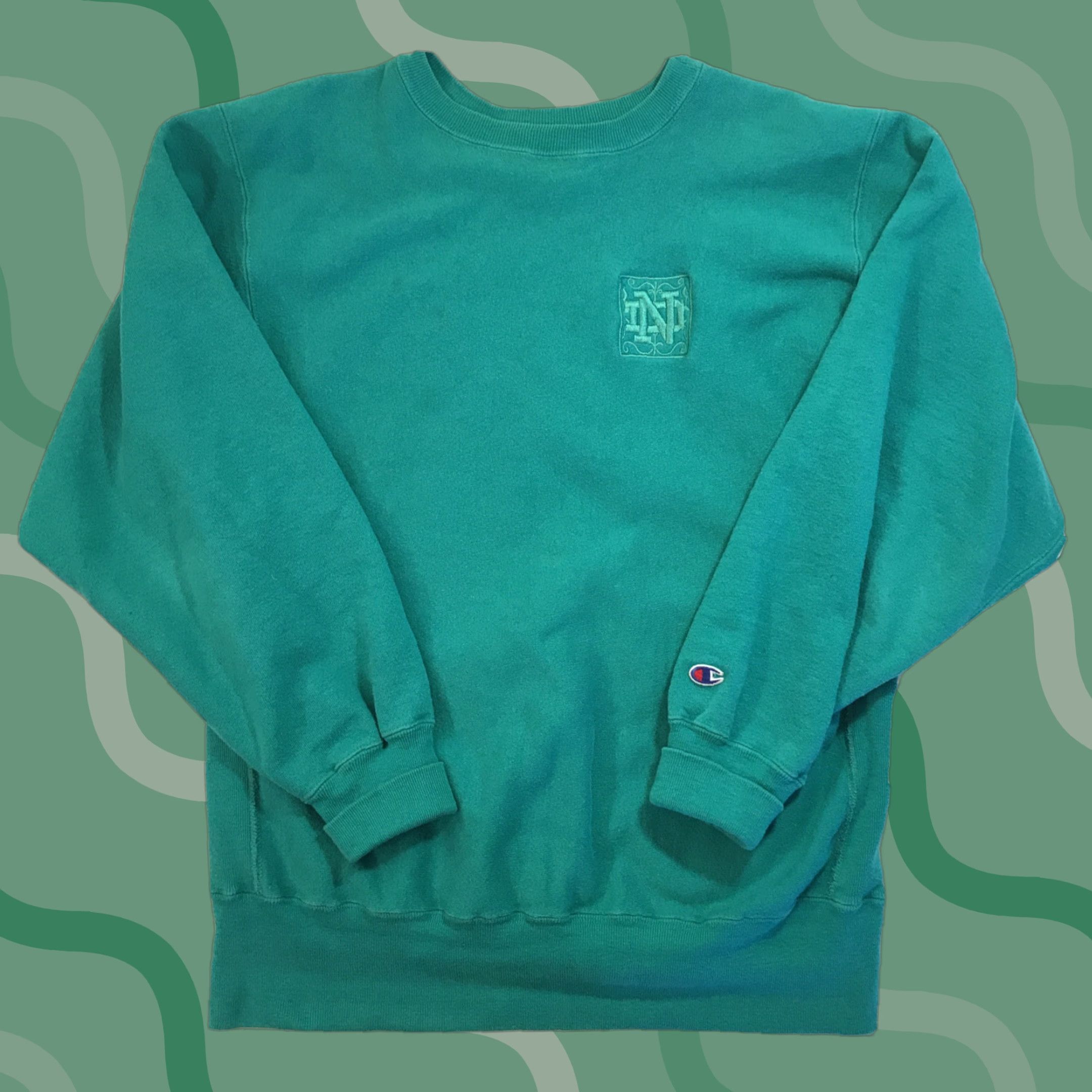 Champion VINTAGE Champion Reverse Weave Crewneck Sweatshirt XL Teal 90s Heavyweight Logo Mens Size US XL / EU 56 / 4 - 1 Thumbnail