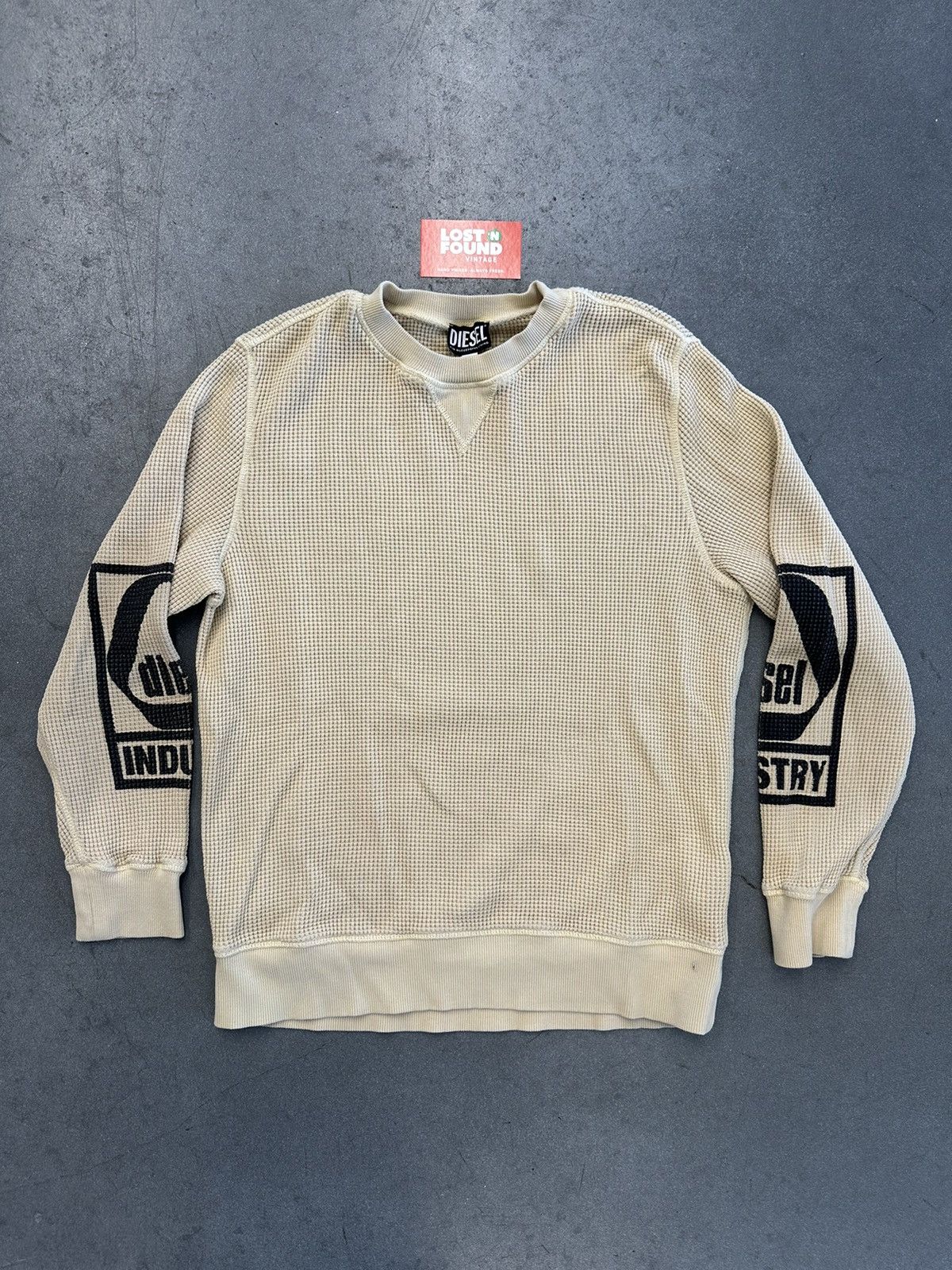 image of Diesel Industry Waffle Knit Sweater in Beige, Men's (Size Small)