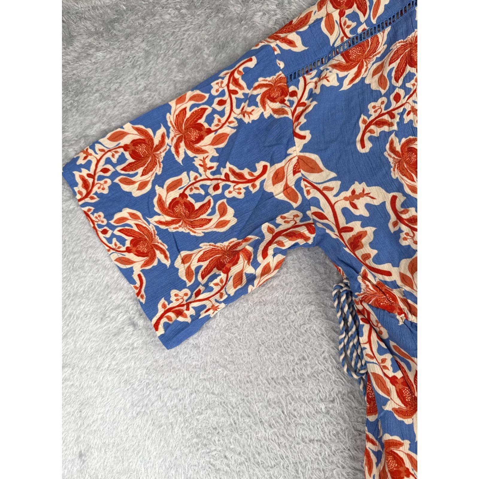 Jessica Simpson VINTAGE Jessica Simpson Women's Kimono Dress Floral Summer Lightweight Open Tie Blue 2XL Womens Size XXL / US 16-18 / IT 52-54 - 3 Thumbnail