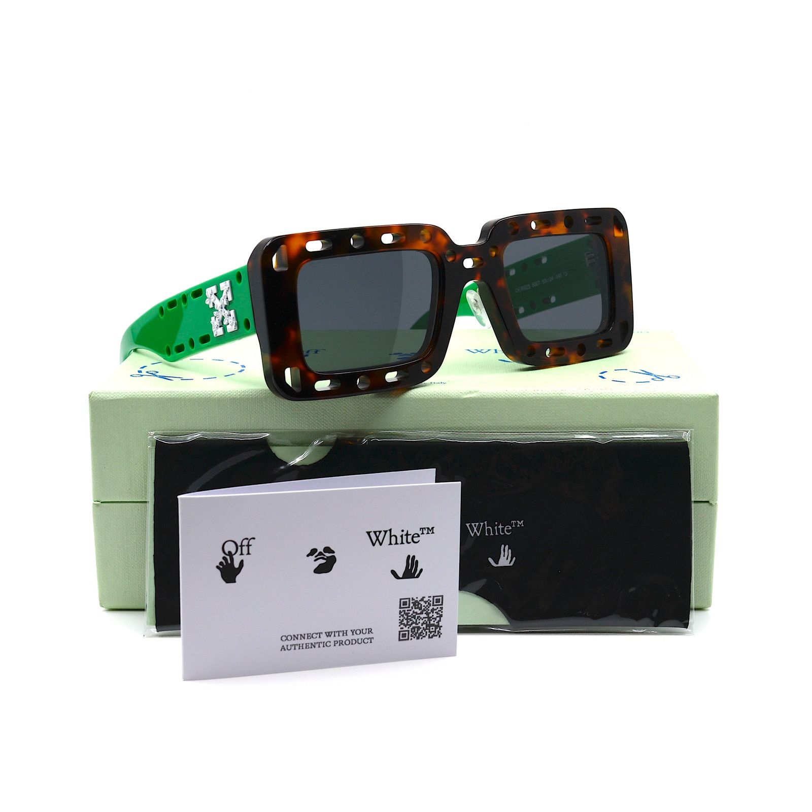Off-White NEW! OFF-WHITE ATLANTIC OER1025 HAVANA/GREEN GREY SUNGLASSES Size ONE SIZE - 12 Thumbnail