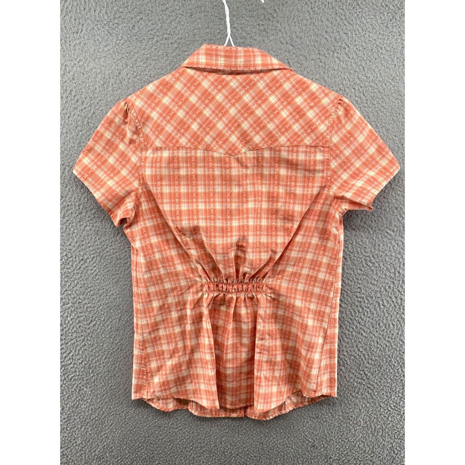 Vintage Bit & Bridle Orange Plaid Button Front Elastic Back Top Blouse Size S Short Sleeve Casual Shirt Women Size S / US 4 / IT 40 - 7 Thumbnail