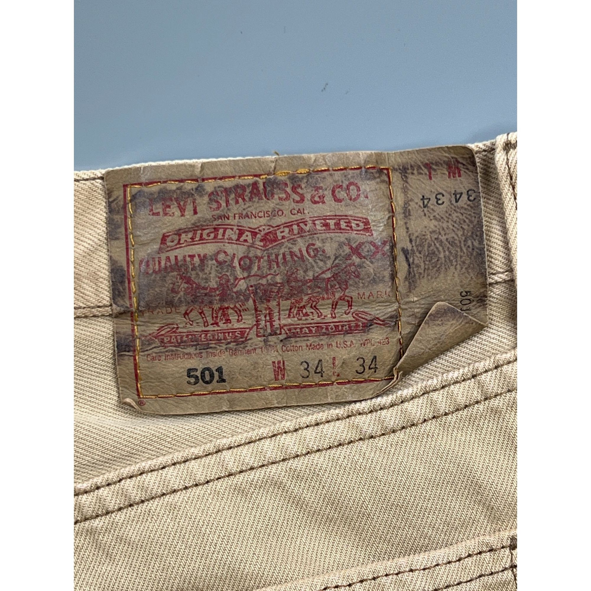 Levi's Levi’s 501 Made in USA Mustard Denim Jeans Pants (Y0892) Size US 34 / EU 50 - 17 Thumbnail