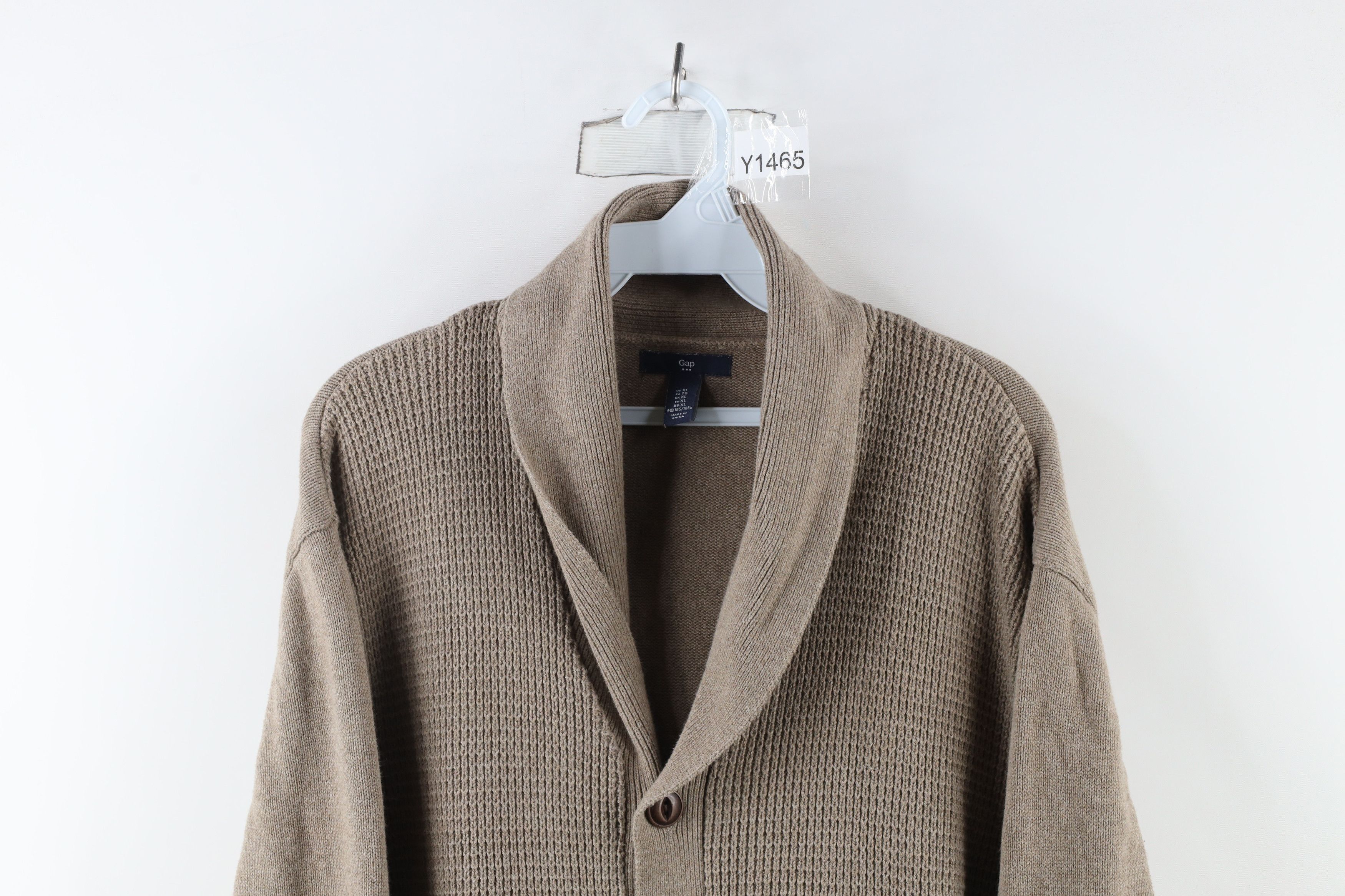 Gap × Vintage Vintage Gap Blank Ribbed Knit Shawl Cardigan Sweater Beige Size US XL / EU 56 / 4 - 2 Thumbnail