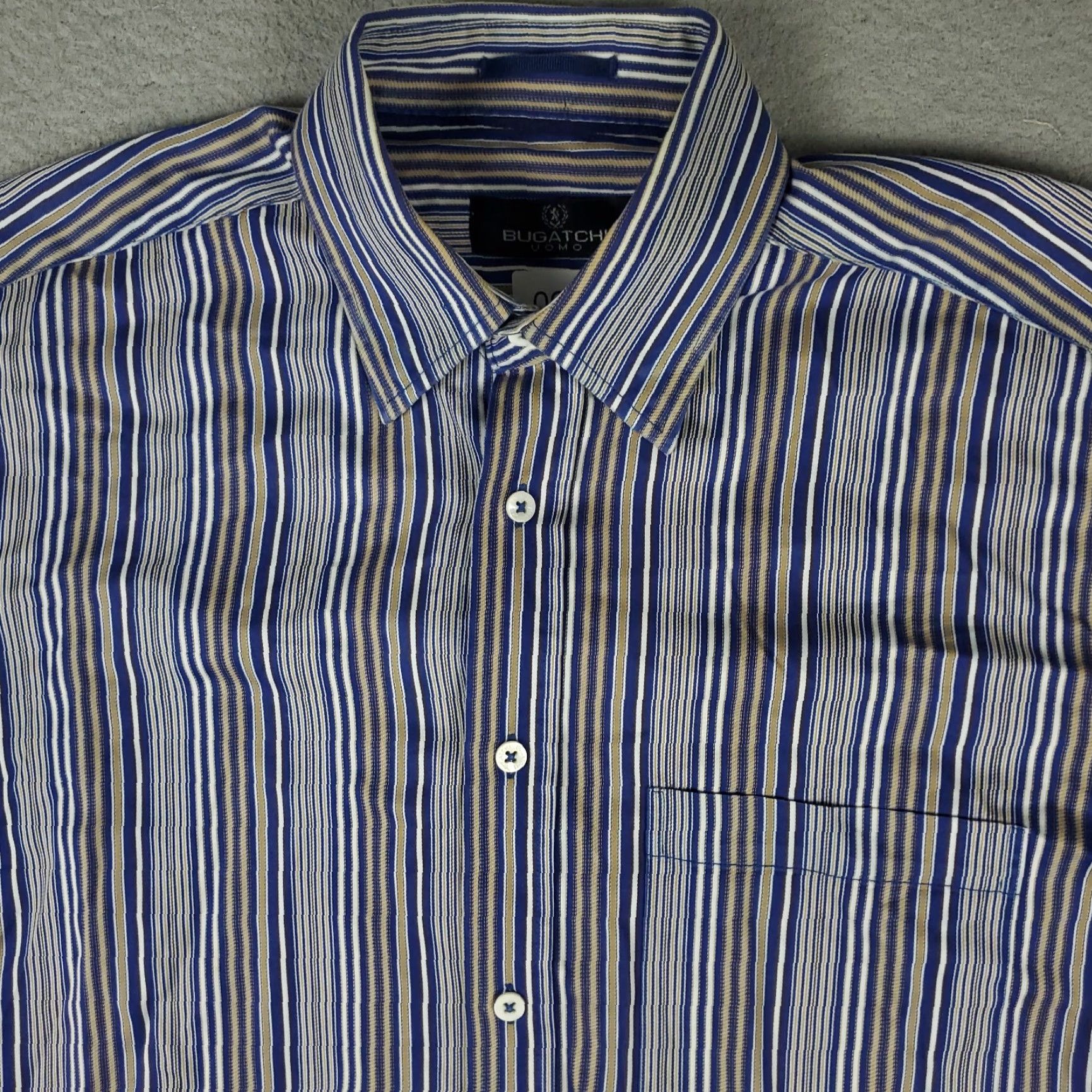 BUGATCHI Bugatchi Uomo Shirt Blue Striped Button-Up Long Sleeve Mens Medium Size US M / EU 48-50 / 2 - 2 Thumbnail