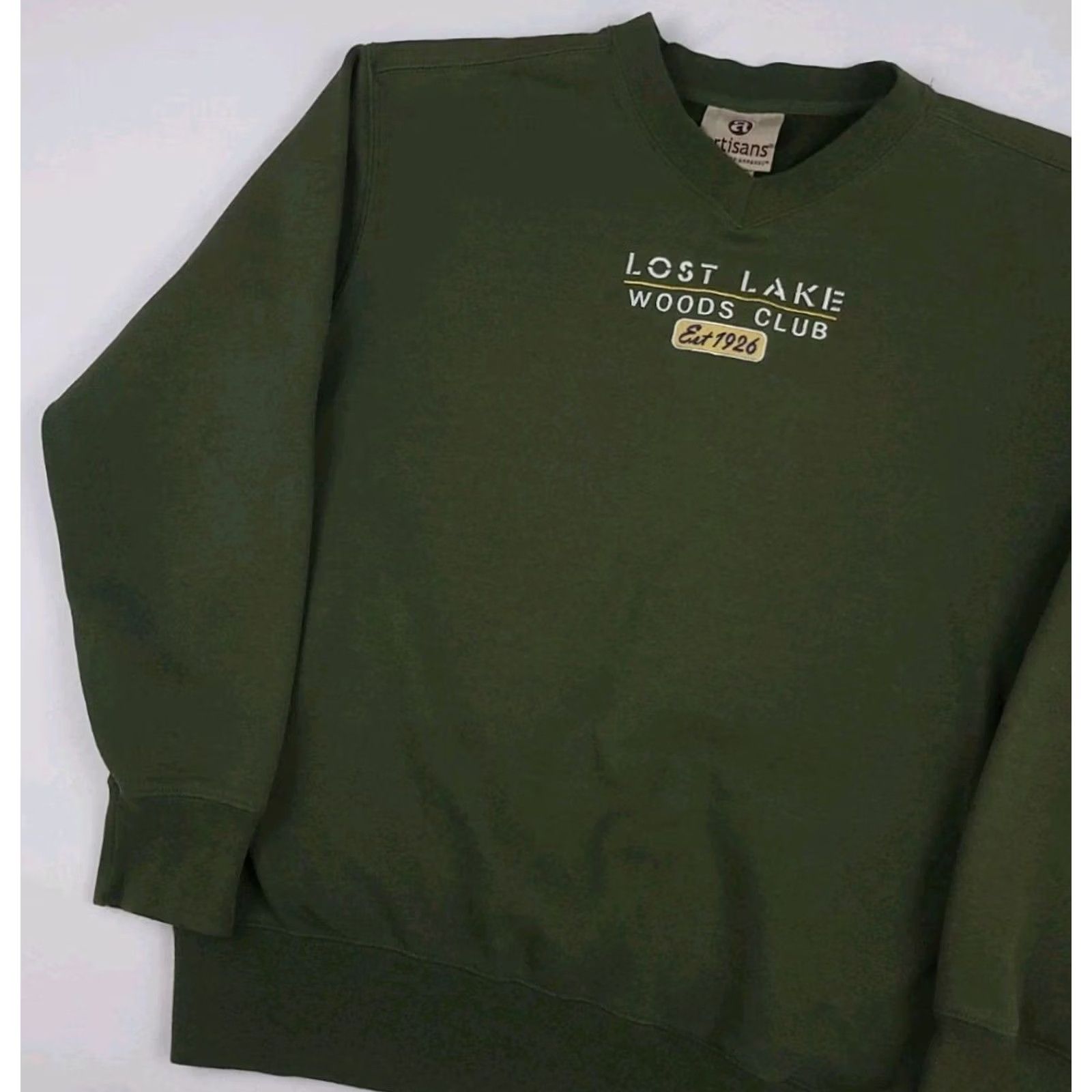 Vintage Vintage Lost Lake Woods Club Embroidered Sweatshirt Y2k Country Outdoors Nature Size US M / EU 48-50 / 2 - 2 Thumbnail