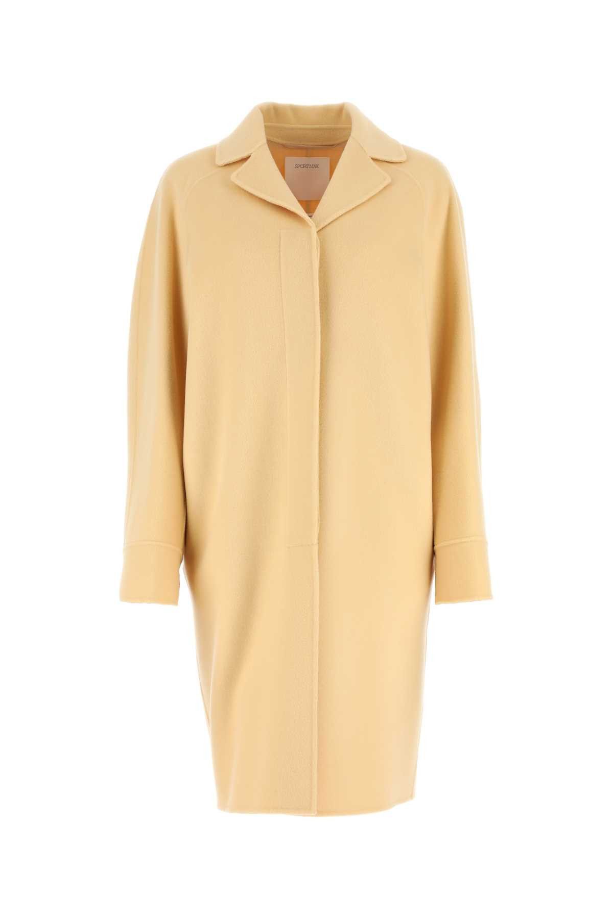 image of Sportmax Cream Wool Fernet Coat in Yellow, Women's (Size Small)