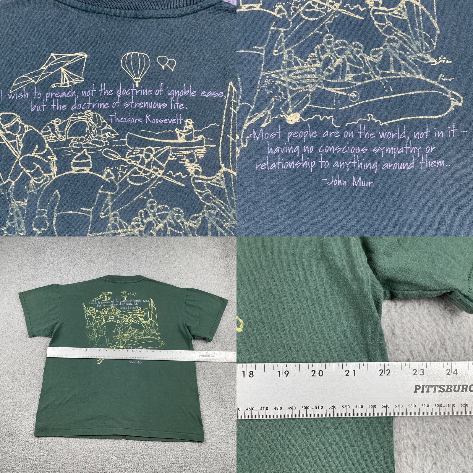 Anvil VINTAGE Anvil Shirt L Nature Quotes Leave Only Footprints Kill Only Time Made In USA Mens Size US L / EU 52-54 / 3 - 9 Thumbnail