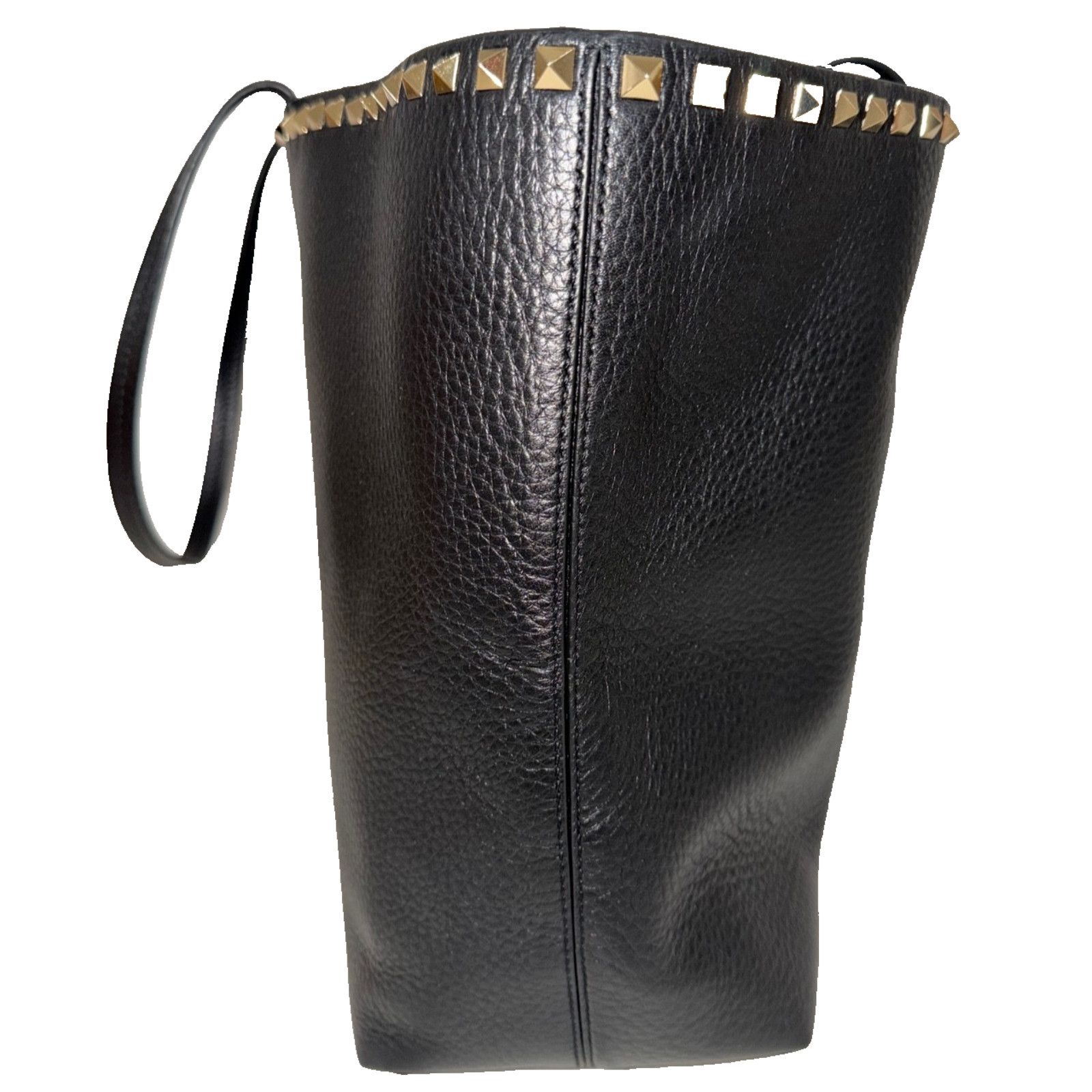 Valentino Valentino Garavani Rockstud Large Black Grained Tote Size ONE SIZE - 15 Thumbnail