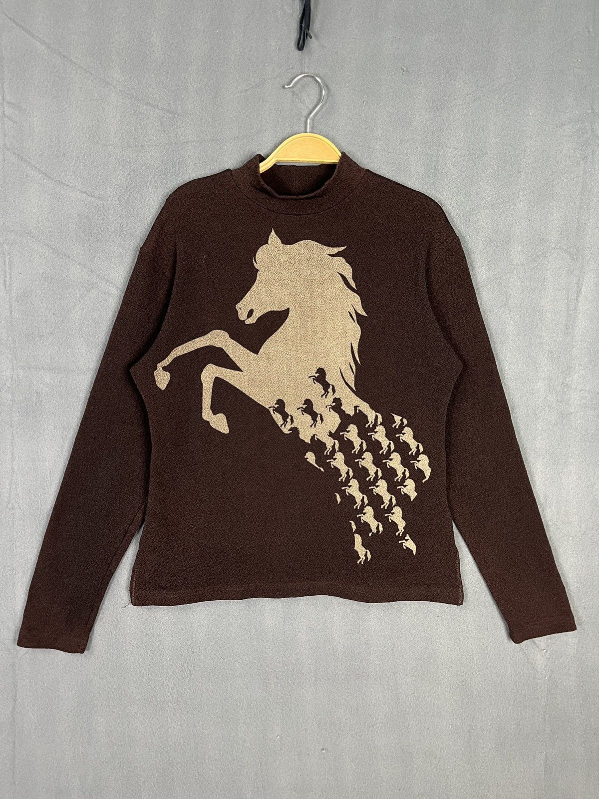 Japanese Brand × Vintage Horse Art Design Turtleneck Stretchable Sweater Size S / US 4 / IT 40 - 1 Thumbnail