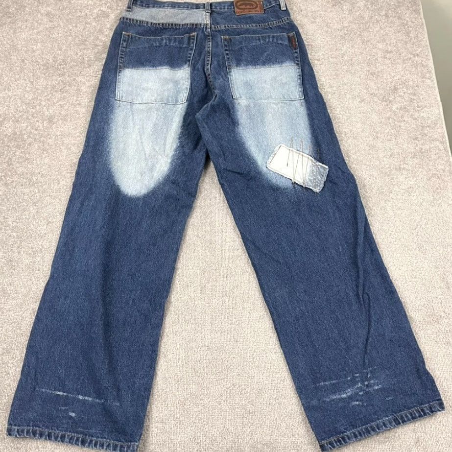 Ecko Unltd. ECKO UNLTD Jeans Men 36 x 34 Blue Denim Wide-Leg Baggy 11" Patchwork Skater Y2K Vintage? No Size US 36 / EU 52 - 3 Thumbnail