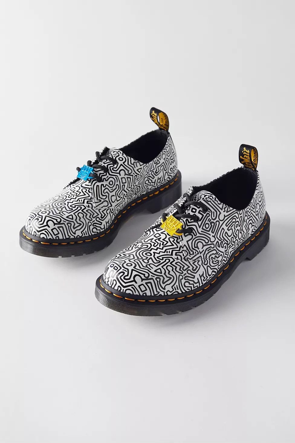 image of Dr. Martens X Keith Haring 1461 Printed Leather Oxford Shoes in Black/White, Men's (Size 7)