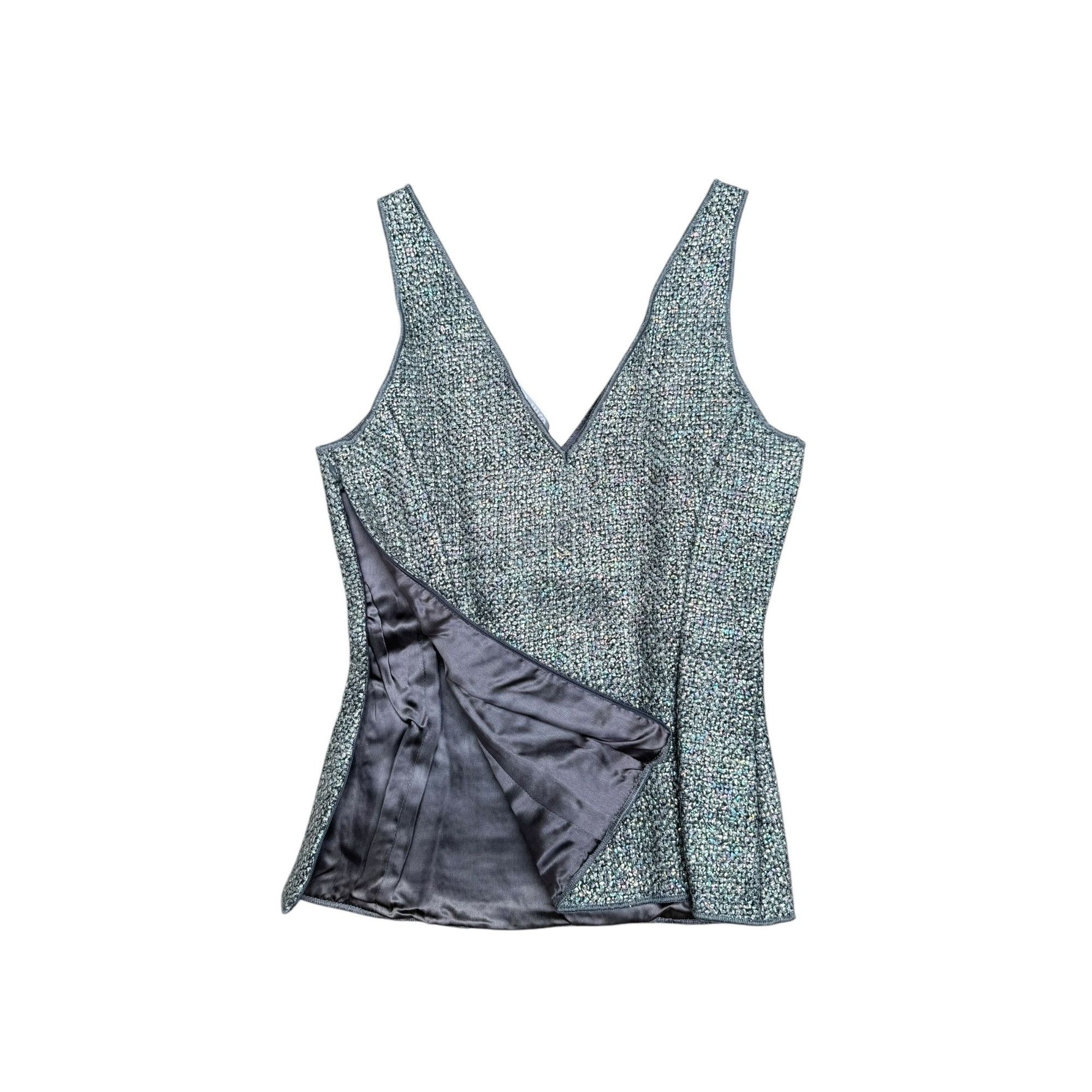 Miu Miu Grey Shiny Top Size XS / US 0-2 / IT 36-38 - 3 Thumbnail
