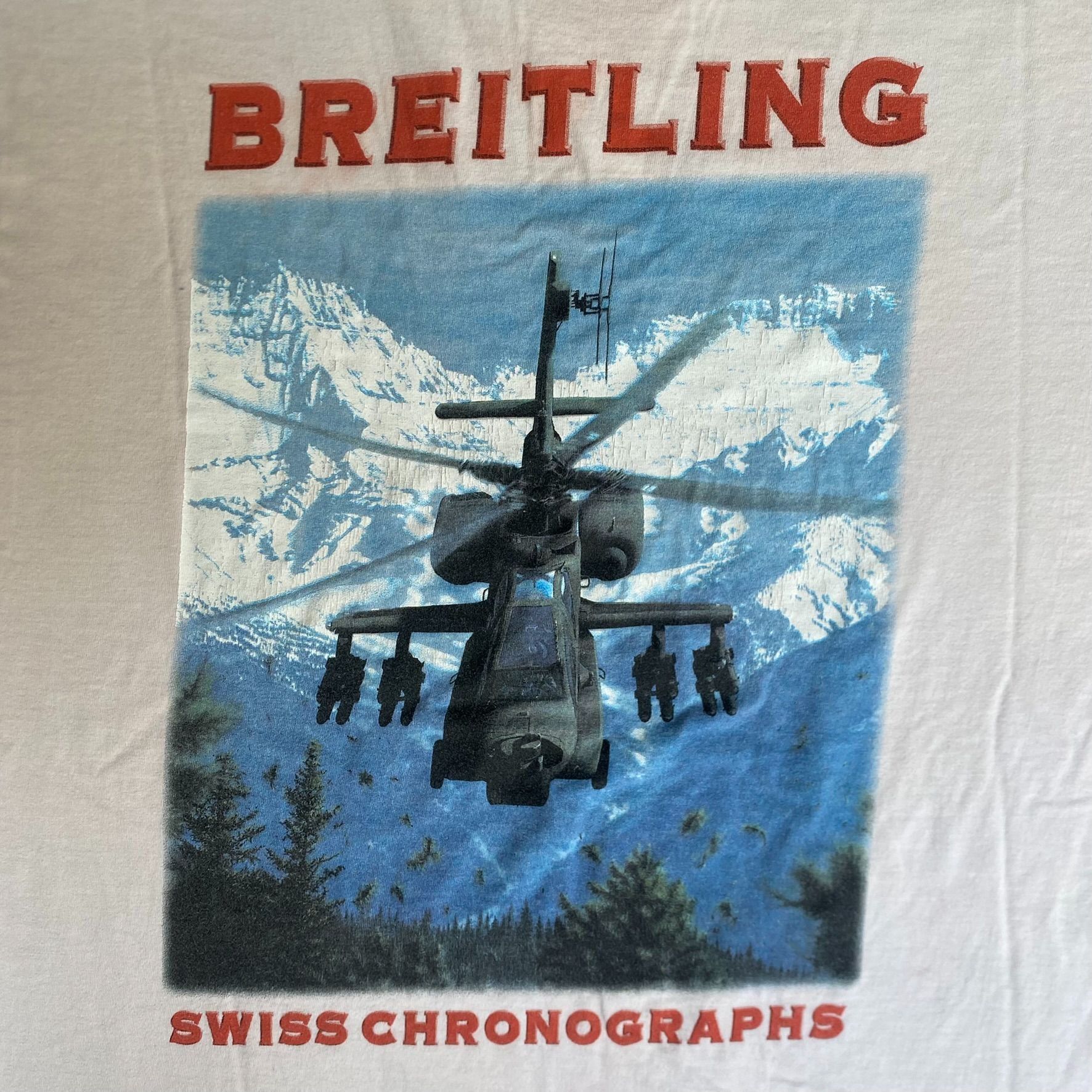 Breitling Vintage 90s Breitling Helicopter Shirt Military Aviation Tee Size US XL / EU 56 / 4 - 3 Thumbnail