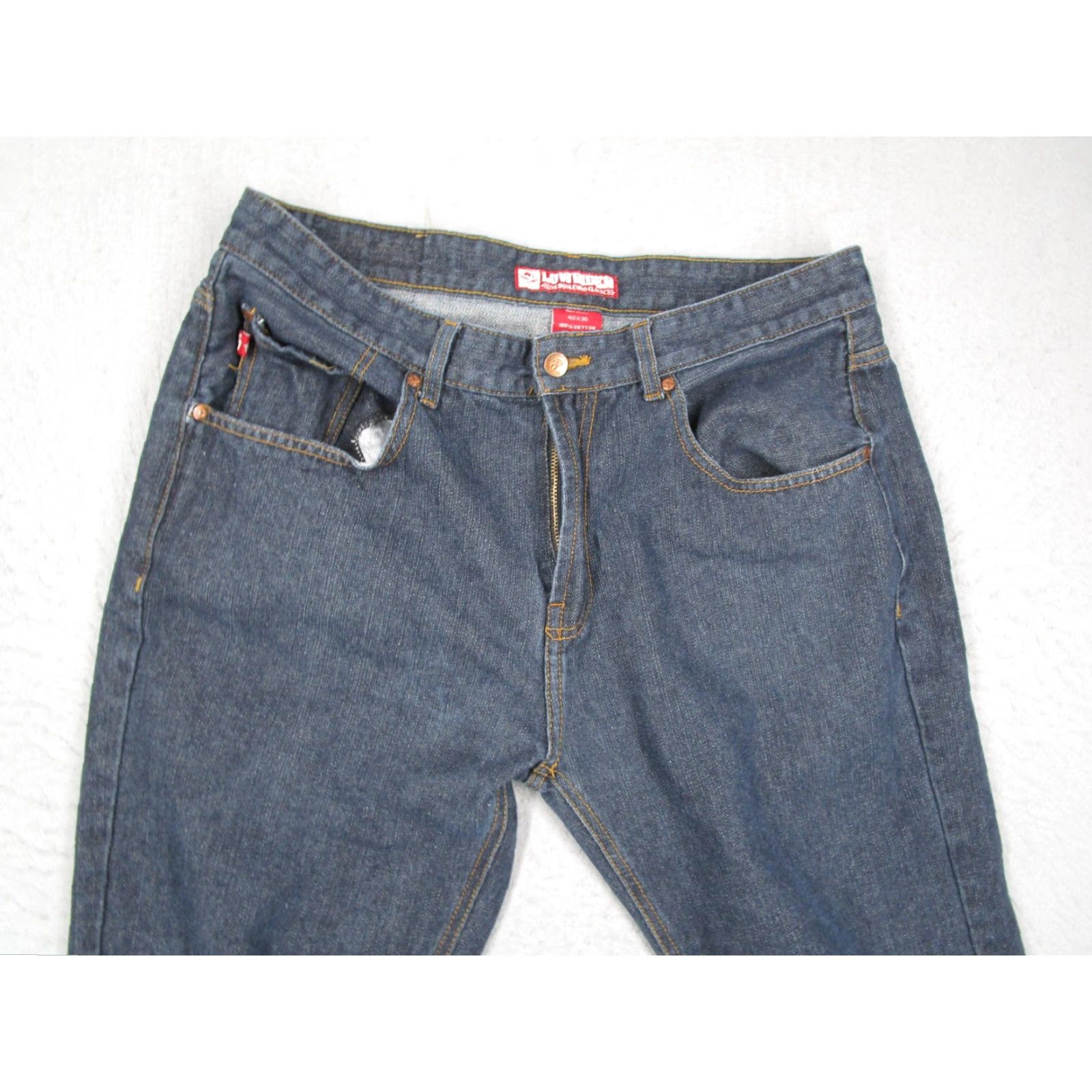 Denime Lowrider Jeans Mens 40x30 Blue Denim Relaxed Fit Straight Leg Cotton Size US 40 / EU 56 - 2 Thumbnail