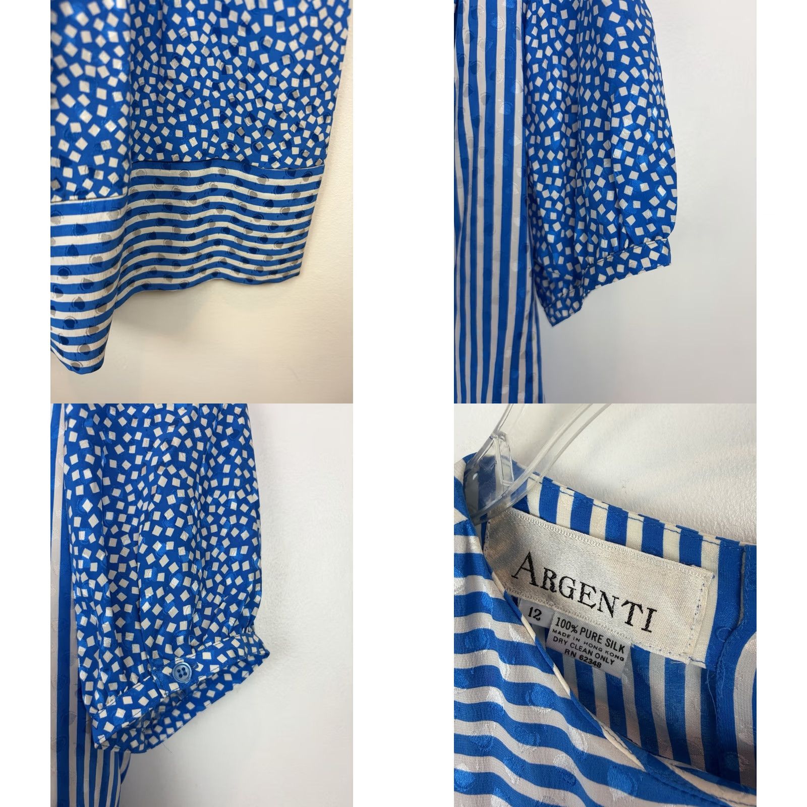 Vintage VINTAGE Argenti Silk Set Skirt Blouse 2 Piece Womens 12 Blue 100% Silk Career Set Read Size XL / US 12-14 / IT 48-50 - 8 Thumbnail